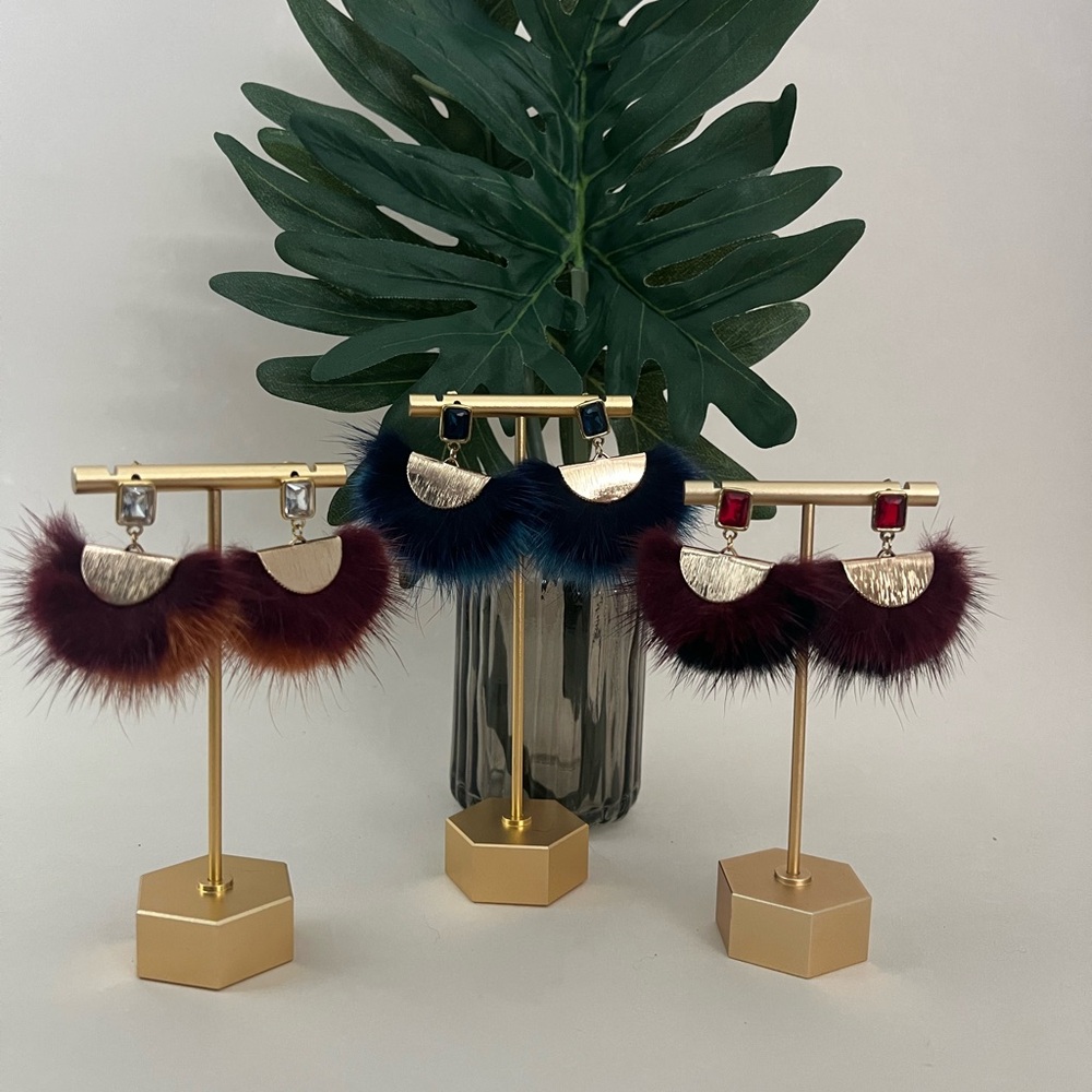 Elegant Fur Trimmed Earrings